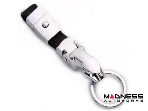 Jaguar Keychain - Black Leather Strap w/ clasp - Chrome Jaguar Head Jaguar Keychain - Black Leather Strap w/ clasp - Chrome Jaguar Head